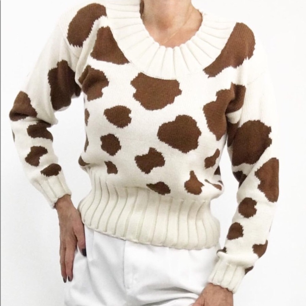 SOLD-Vintage “Moo” Knit Sweater - Picture 1 of 6